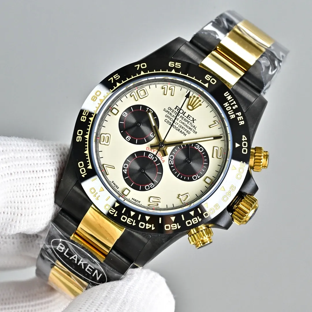 Rolex Blaken Daytona Watch Black And Gold Toned 40mm For Men - Image 3
