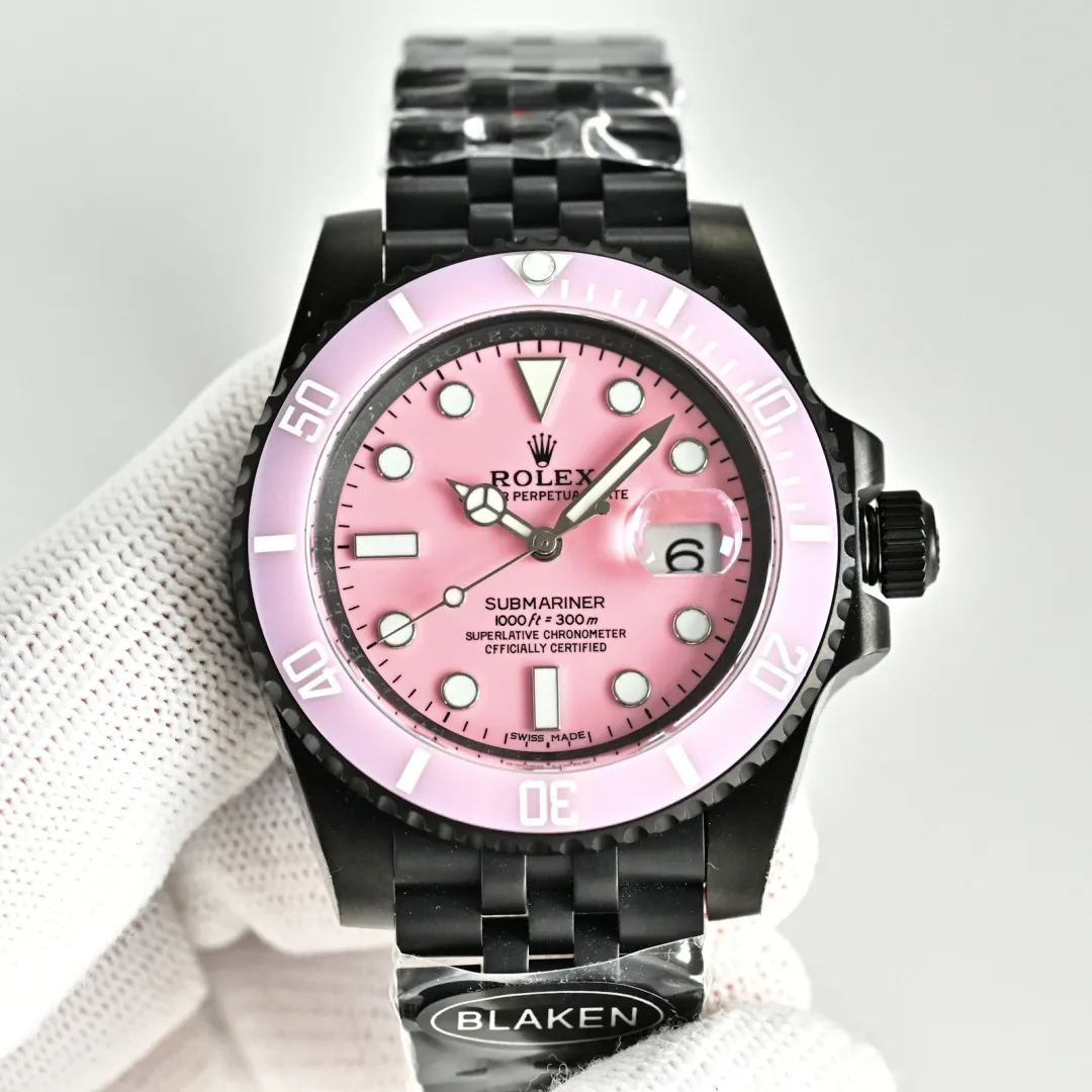 Rolex Blaken Daytona Submariner Watch Pink Dial And Pink Bezel Edition 40mm - Image 3