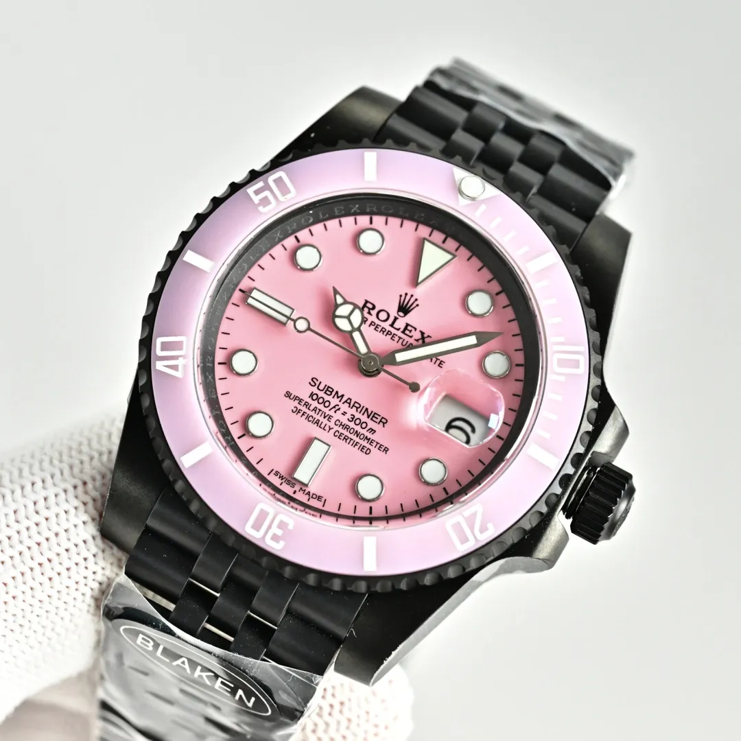 Rolex Blaken Daytona Submariner Watch Pink Dial And Pink Bezel Edition 40mm - Image 4