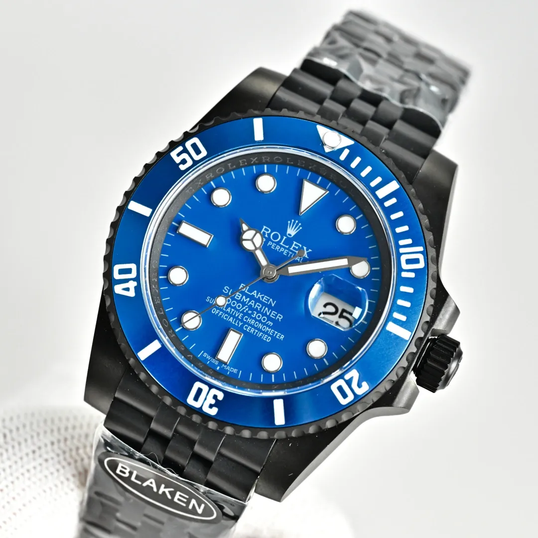 Rolex Blaken Daytona Submariner Watch Blue Dial & Blue Bezel Edition 40mm For Men - Image 4