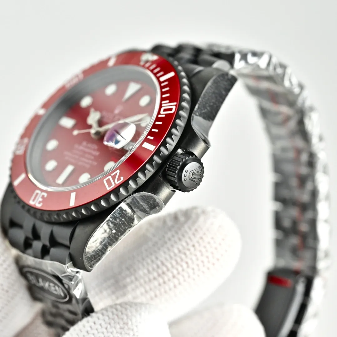 Rolex Blaken Daytona Submariner Watch Red Dial And Red Bezel Edition 40mm For Men - Image 5