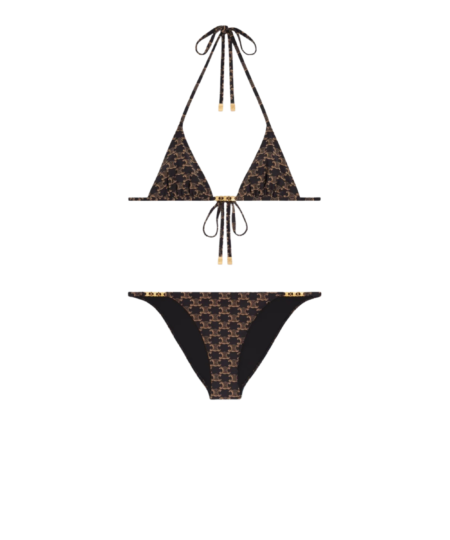 Celine Triomphe Monogram Triangle Bikini Black/ Gold For Women