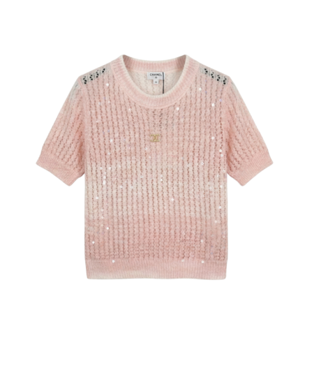 Chanel Sequin Embellished Top Ombre Pink For Women