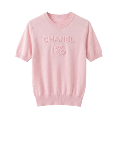 Chanel Short Sleeve T-Shirt Pastel Pink For Women
