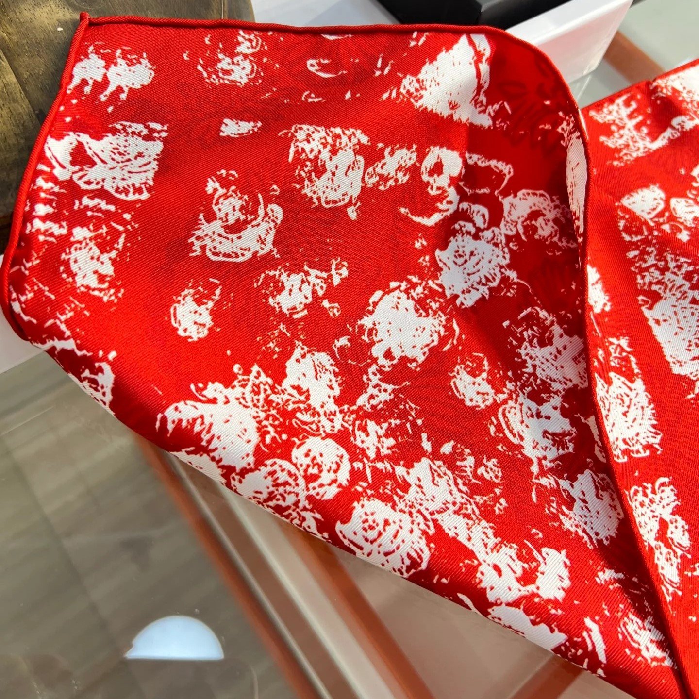 Chanel Square Scarf Red For Women - Image 4