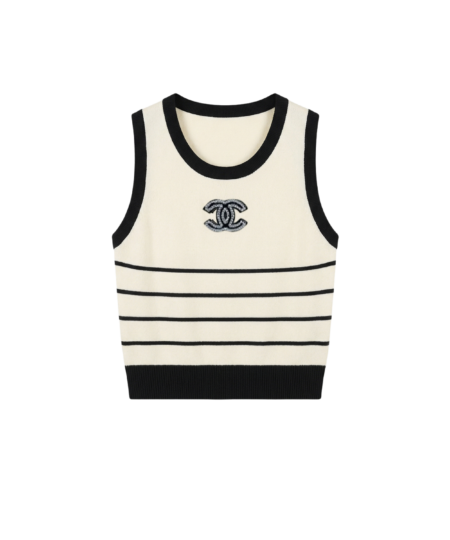 Chanel Striped Sleeveless Top Black/ White For Women