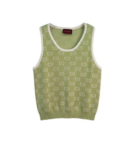 Gucci GG Monogram Sleeveless Top Sage Green For Women