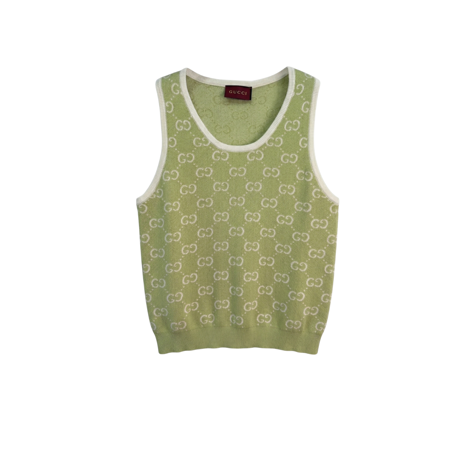 Gucci GG Monogram Sleeveless Top Sage Green For Women