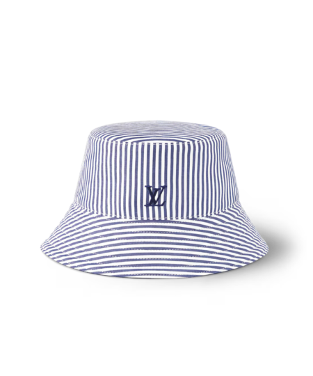 Louis Vuitton LV League Striped Bucket Hat Navy Blue For Women M5158M