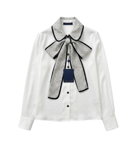 Louis Vuitton Monogram Bow Blouse White For Women
