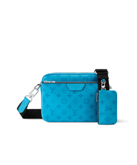 Louis Vuitton Trio Messenger Crossbody Bag 9.8in/ 25cm Tropical Blue Silver Hardware For Men M27641