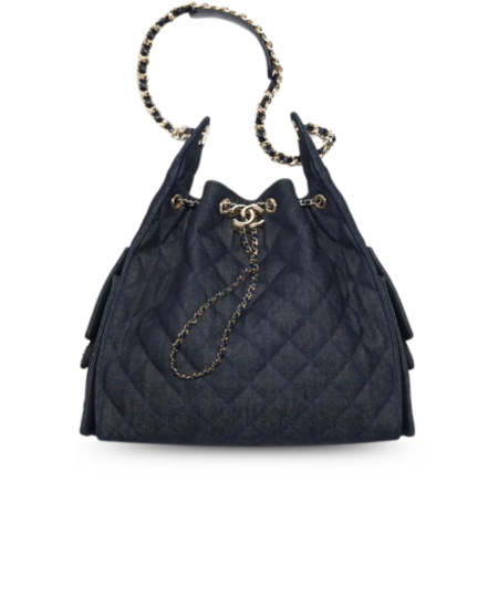 Chanel 25 Medium Shoulder Bag 11.8in/ 30cm Dark Blue Gold Hardware For Women AS5311-B24037-U9373