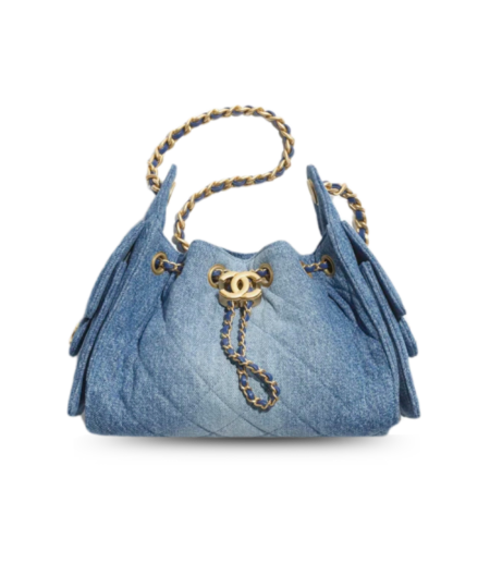 Chanel 25 Mini Shoulder Bag 8.7in/ 22cm Blue Gold Hardware For Women AS5631-B23556-U7740