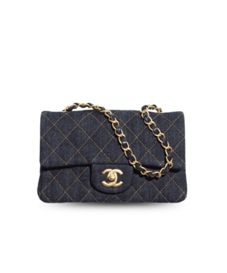 Chanel Classic Mini Crossbody Bag 7.9in/ 20cm Dark Blue Gold Hardware For Women A69900-B23660-U7663