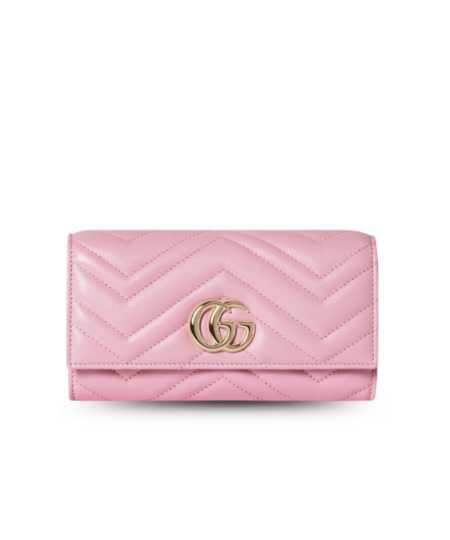 Gucci GG Marmont Continental Wallet For Women 7.5in/ 19cm Light Pink Gold Hardware ‎443436 AAGJE 5825