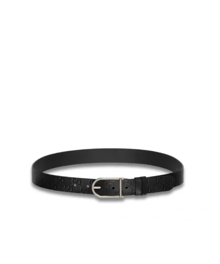 Gucci Reversible Belt With Rounded Buckle Black Silver Hardware 2.7cm/1.1in - ‎ ‎854734 AAFDV 1000