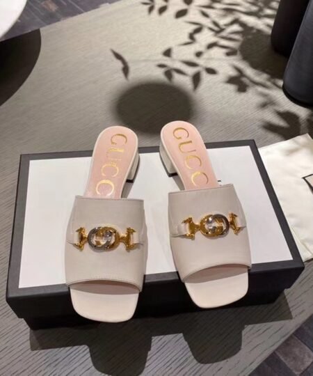 Gucci Gucci Zumi Slide Sandals Beige For Women GG
