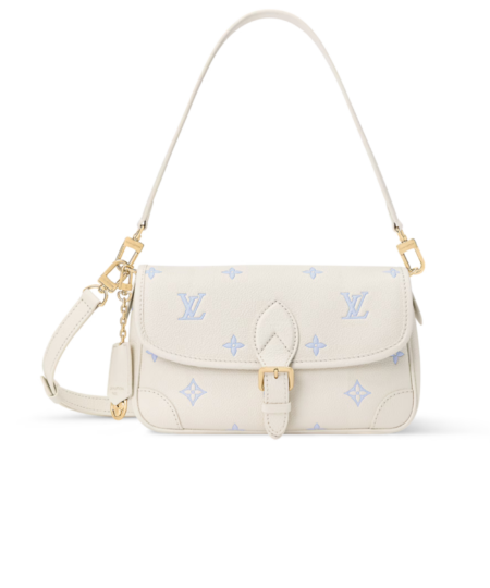 Louis Vuitton Diane Shouder Bag 9.4in/ 24cm Milky White/ Blue Gold Hardware For Women M28054