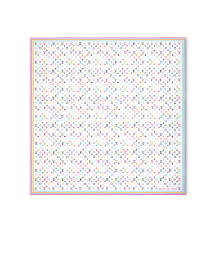 Louis Vuitton LV x TM Monogram Multicolor Shawl 52.8in/ 134cm White For Women M94974