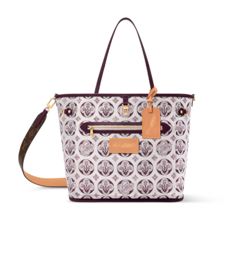 Louis Vuitton Neverfull Inside Out MM Tote Bag 12.2in/ 31cm Monogram/ Purple Gold Hardware For Women M28377