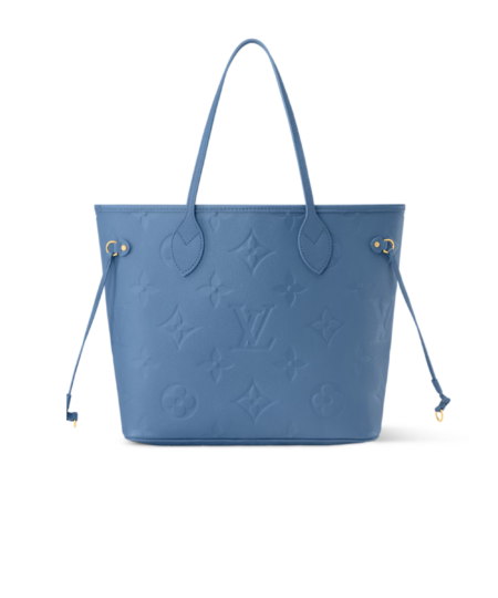 Louis Vuitton Neverfull MM Tote Bag 12.2in/ 31cm Blue Jean Gold Hardware For Women M27358