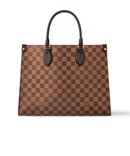 Louis Vuitton OnTheGo MM Tote Bag 13.8in/ 35cm Damier Ebene Gold Hardware For Women N00065
