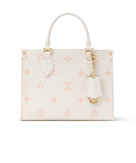 Louis Vuitton OnTheGo PM Tote Bag 9.8in/ 25cm Milky White/ Peach Gold Hardware For Women M28313