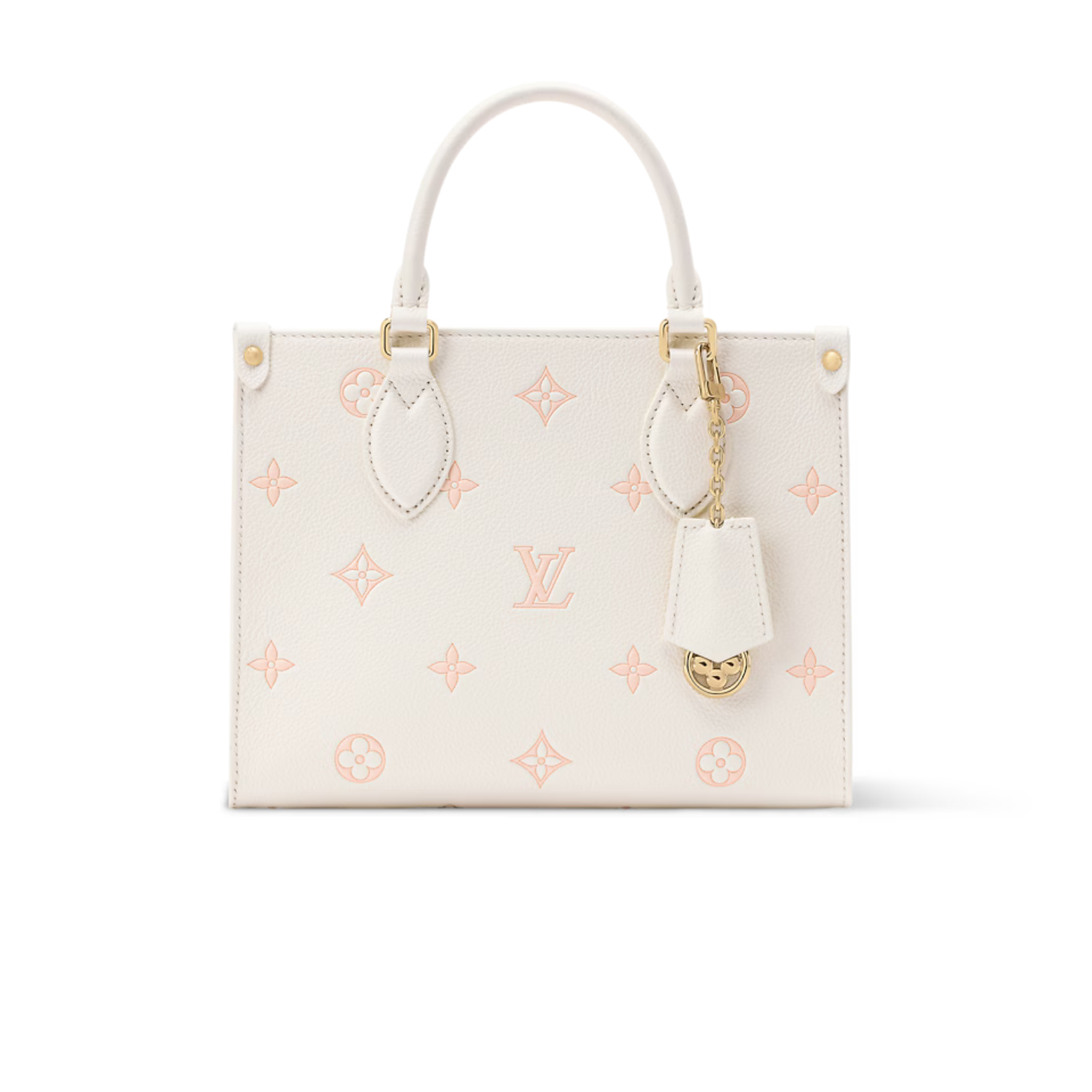 Louis Vuitton OnTheGo PM Tote Bag 9.8in/ 25cm Milky White/ Peach Gold Hardware For Women M28313