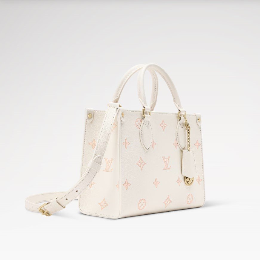 Louis Vuitton OnTheGo PM Tote Bag 9.8in/ 25cm Milky White/ Peach Gold Hardware For Women M28313 - Image 4