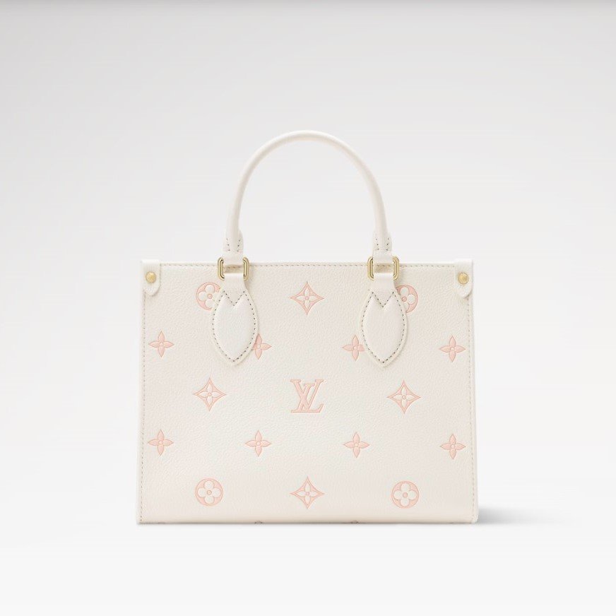 Louis Vuitton OnTheGo PM Tote Bag 9.8in/ 25cm Milky White/ Peach Gold Hardware For Women M28313 - Image 6