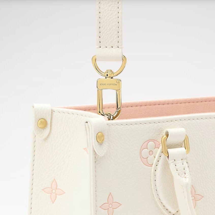 Louis Vuitton OnTheGo PM Tote Bag 9.8in/ 25cm Milky White/ Peach Gold Hardware For Women M28313 - Image 5