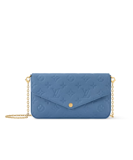 Louis Vuitton Pochette Félicie Crossbody Bag 8.3in/ 21cm Denim Blue Gold Hardware For Women M28891