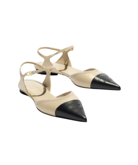 Chanel Slingbacks Beige/ Black For Women G47083-B23427-U7319